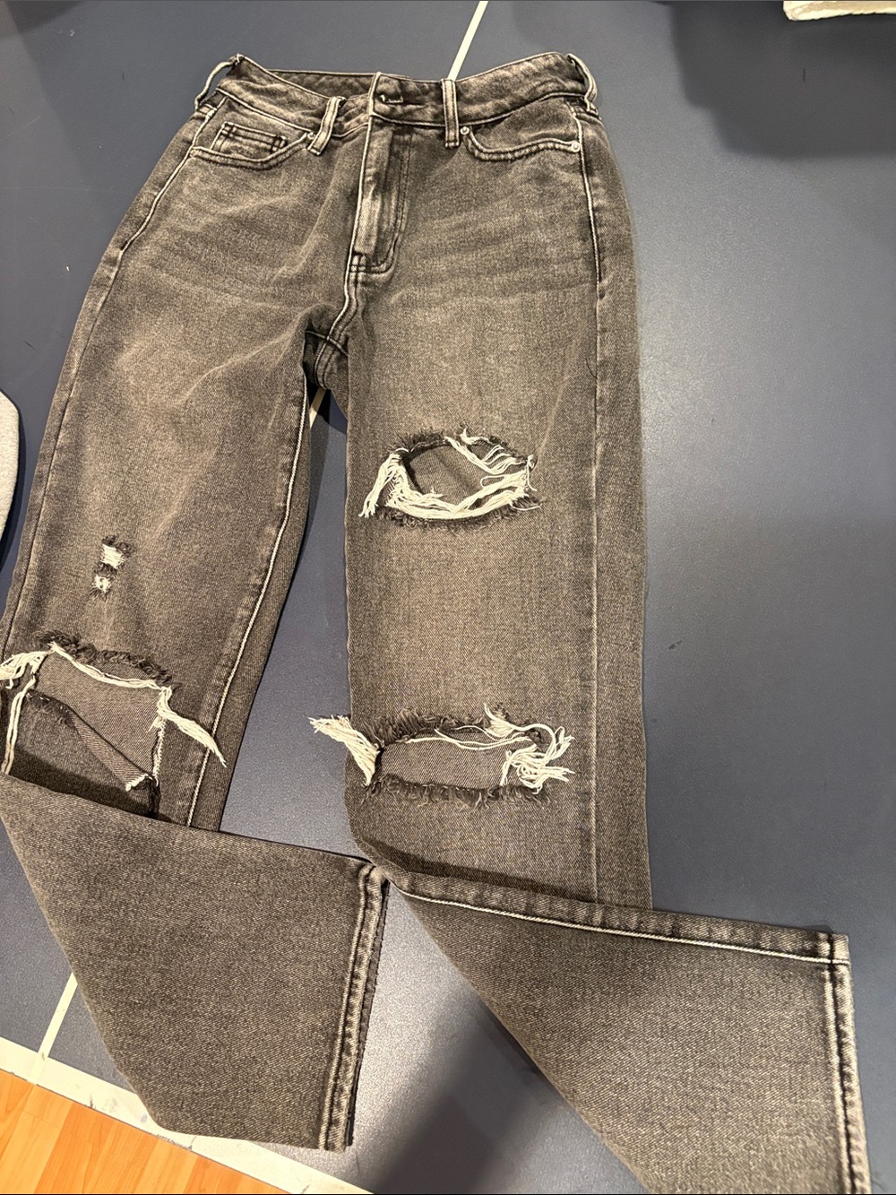 PacSun Distressed Black Grey High-Waist Jeans